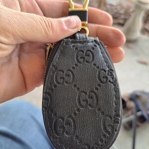 Gucci Black Leather Keychain